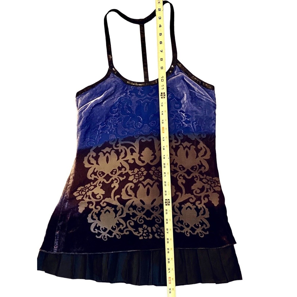 Free People Velvet Purple Ombre Forbidden Ivy FleurDeLis T-Strap Dress Size 4 - Picture 14 of 15